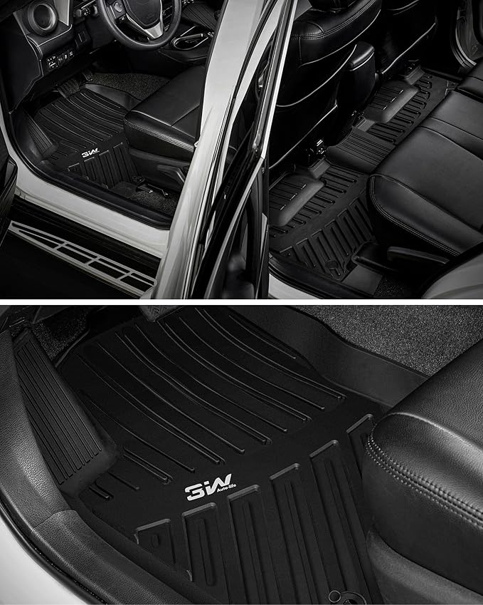 3W Floor Mats Fit Toyota RAV4 2013-2018 (Nor for Hybrid or Prime), TPE All Weather Custom Fit Floor Liner for Toyota RAV 4 LE/XLE/SE/Limited/Platium Car Liners, Black