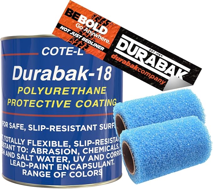 Durabak-18 Textured Truck Bed Liner Gallon KIT - Roll On Coating | DIY Custom Coat for Bedliner and Undercoating, Auto Body, Automotive Rust Proofing, Boat Repair (Gallon, Black)