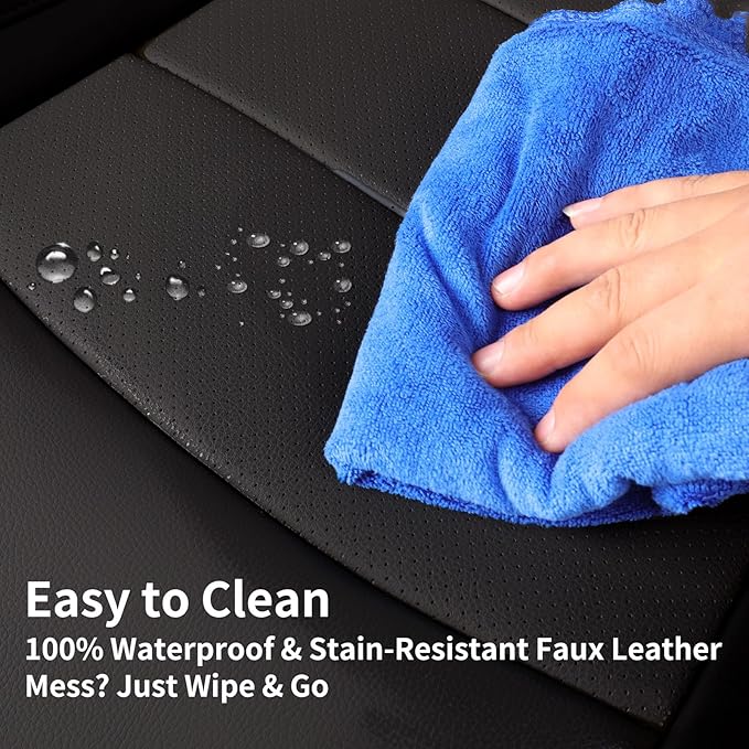 coverdream Corolla Cross Leather Seat Covers Custom Fit for 2022-2026 Toyota Corolla Cross L,LE,XLE,S,SE(Non-Hybrid),Fully Covered,Luxury Waterproof Car Seat Protector(Full Set,Black/Gray)