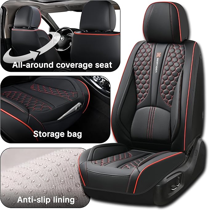 Black Car Seat Covers Full Set,Waterproof Leather Car Seat Covers,Suitable for suvs, sedans, and Pickup Trucks