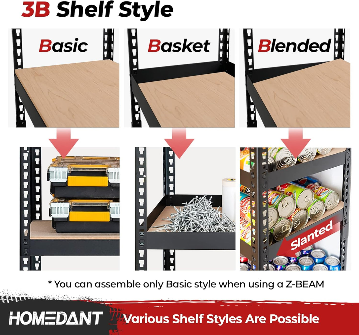 HOMEDANT 5 Tier Laminated Boltless Heavy Duty Garage Storage Adjustable Wide Size Metal Shelving Unit Utility Rack Shelves Organization Shelf Shed Warehouse 47.7" W x 18.2" D x 71.3" H 10Pack