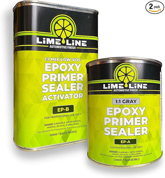 LiME LiNE 2K Epoxy Primer/Sealer Direct-to-Metal, Anti-Corrosive for Automotive & Industrial use/isocyanate Free /2.1 voc Light Grey (2 Quart kit)