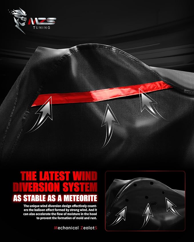 MZS Motorcycle Cover Waterproof Outdoor Storage, 420D All Season Weather Touring Protection Side & Top Box Cover fit up to 110" Compatible With Road Glide Ultra CVO Pursuit Limited Wing Voyager