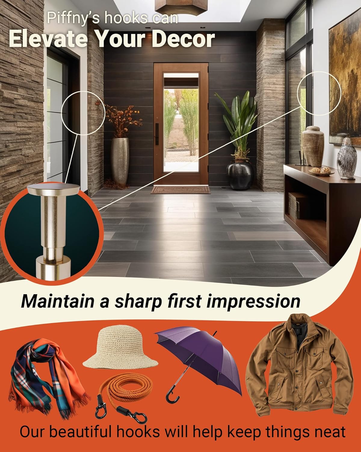 Screw Mount Round Hooks Constructed of Stainless Steel for Towels, Robes, Hats, Jackets in The Bathroom, Bedroom, Kitchen, Entry, and Backyard BBQ Pool Deck - Knurled Black, 6 Pack