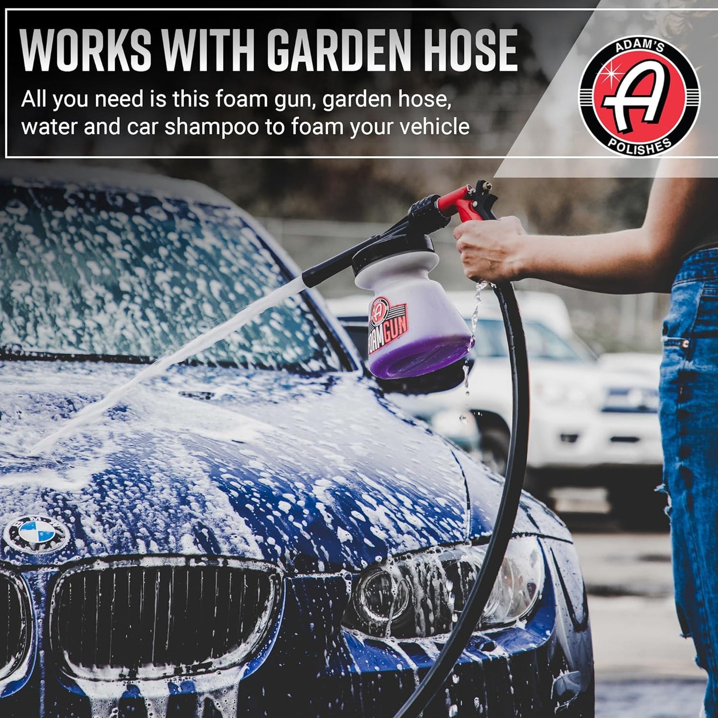 Adam's Foam Gun Car Wash Foam Sprayer - Connects to Garden Hose for Car Washing, No Pressure Washer Required, Use Snow Foam Blaster with Car Soap, Shampoo or Detergent