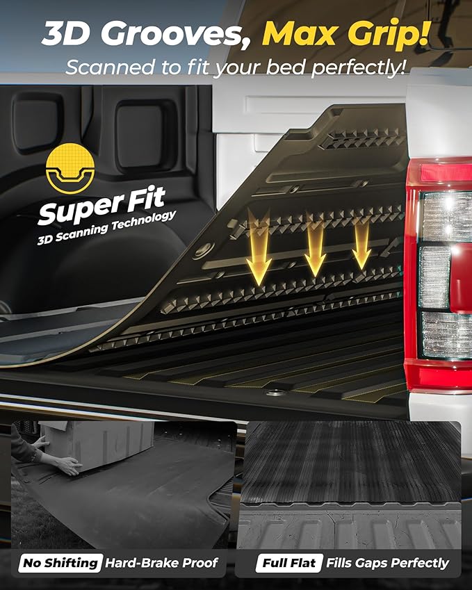 3W Truck Bed Mat for Toyota Tacoma 2024-2026, Heavy Duty Tacoma Accessories TPE Truck Bed Liner, All Weather Pickup Truck Bed Protection(Only Fit 5ft/5' Short Bed)