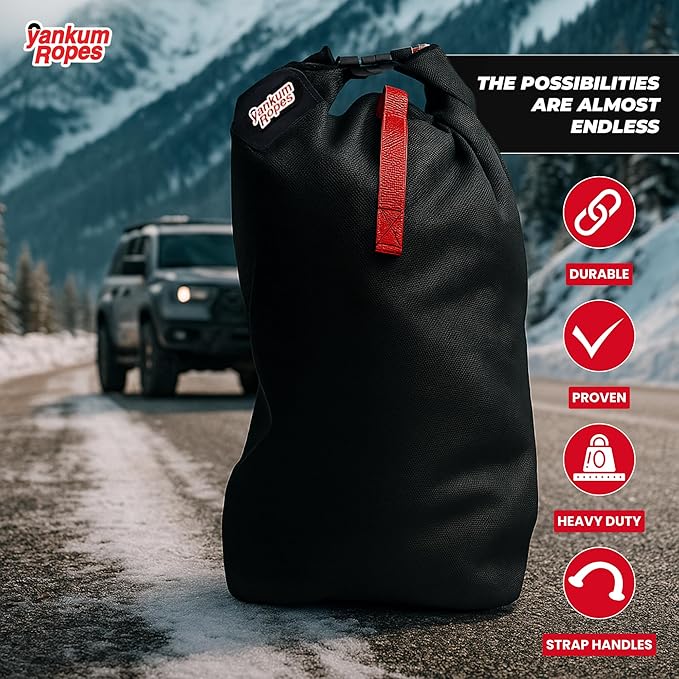 Yankum Kinetic Recovery Rope 5/8”x20’, 2 Soft Shackle 5/16” & Nylon Bag (Small) – Heavy Duty Tow Rope, Synthetic Recovery Shackle, Waterproof Tool Bag for Off-Road, Jeep, Truck Recovery, Made in USA