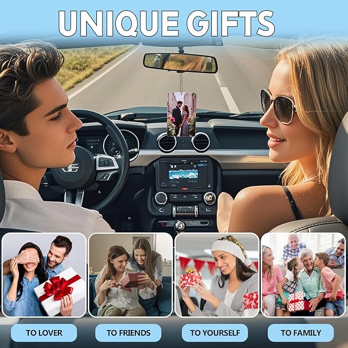 Custom Photo Car Air Fresheners with Picture- Personalized Scented Gifts for Girls Women & Men with New Car etc Various Smell, Mirror Hanging Accessories for Your Cars(Crop)