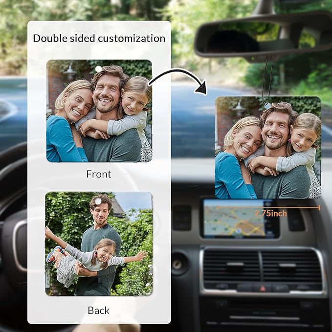 Custom Logo Air Freshener Bulk, Personalized Double-Sided Car Air Freshener with Picture Photo Text Logo, 10Pcs-Square