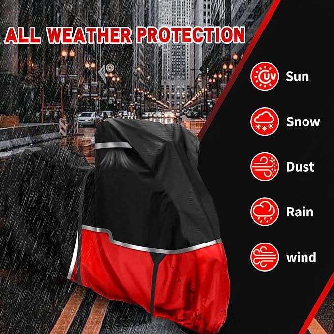420D Waterproof Motorcycle Cover with Side Top Box Compatible with Touring Models Harley Davidson Road Glide Limited/Road King/Ultra Limited for Snow Rain Dust Protection All Weather Protection