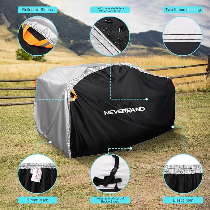 NEVERLAND ATV Cover Waterproof Heavy Duty XXXL Universal Quad Cover Outdoor Storage Cover 4 Wheeler Rain Cover All Weather for Polaris Sportsman Yamaha Honda Kawasaki Quad Bike
