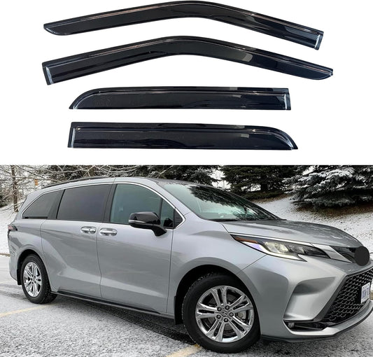 KPY Window Visor Compatible with Toyota Sienna 2021-2025, 4PC Rain Guard Side Window Vent Deflectors Tape-On Mugen Style, 2021 2022 2023 2024 2025