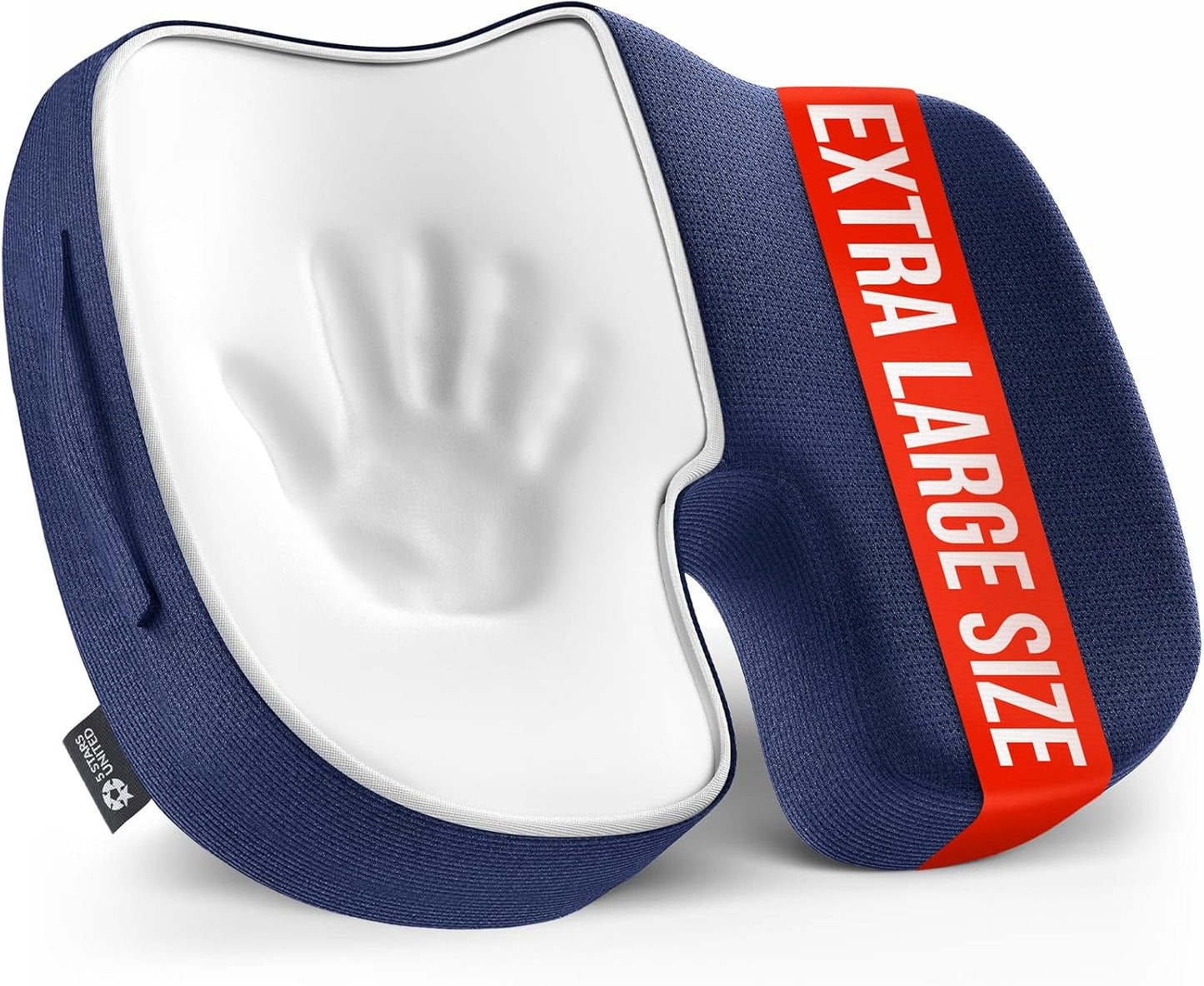 5 STARS UNITED Seat Cushion for Tailbone Pain Relief – Large Memory Foam Lifting Pillow for Coccyx, Hip, Sciatica & Post-Surgery Recovery – Wheelchair, Car, Desk, Gaming & Office Chairs, Blue