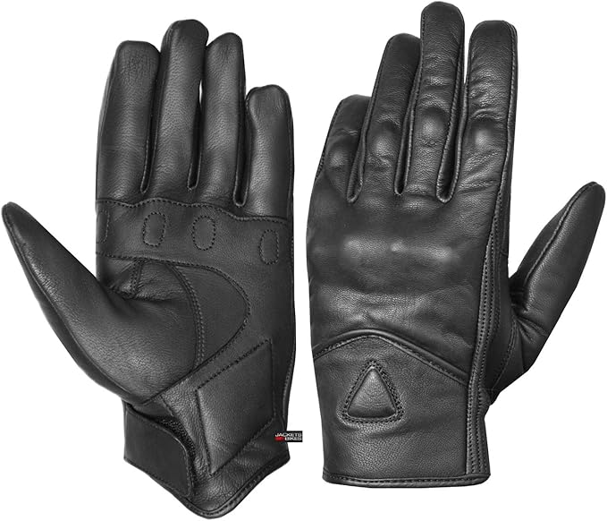 Jackets 4 Bikes Motorcycle Gloves - Premium Leather for Men Women, Touchscreen, Non-Slip, Motorbike Cruiser Street Biker Protector Glove