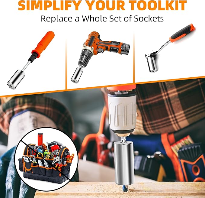 Super Universal Socket Tools Gifts for Mens Christmas Stocking Stuffers for Men Grip Socket Set With Power Drill Adapter (7-9MM) Cool Tools Gadgets for Dad Husband Birthday gifts for Women Him (2)