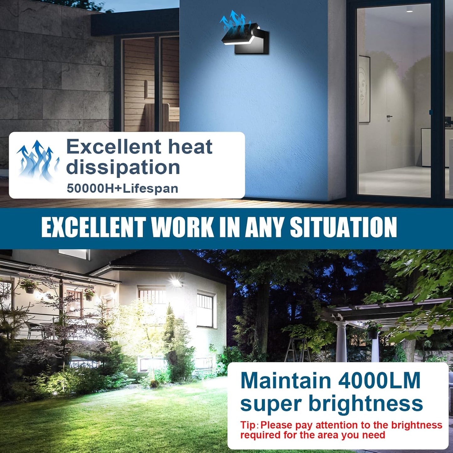 40W LED Wall Light, 4000LM 5000K 360° Wide-Angle Exterior Wall Floodlights, IP66 Waterproof Commercial Outdoor Wall Mount Fixture Wall Pack Security Ideal Lighting for Garage(4 Packs)