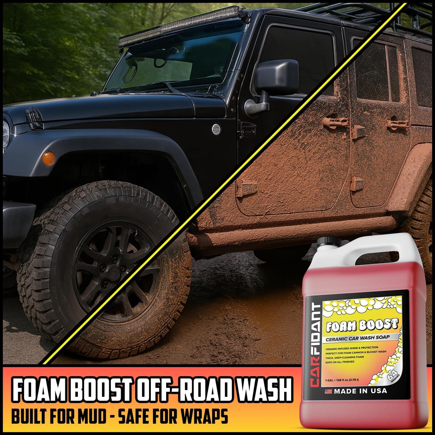 Foam Boost Off-Road & ATV Wash Soap – Heavy Duty pH-Balanced Car Wash for Trucks, UTVs, RVs & Dirt Bikes – Quick Rinse, No Residue – Works with Foam Cannons, Guns & Buckets – 64 fl. Oz.
