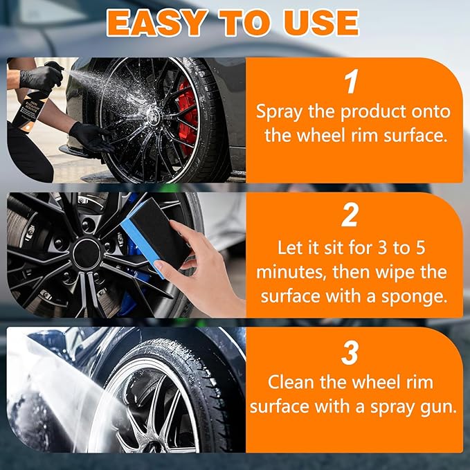 Rim & Wheel Cleaner Spray, Iron Rust & DUST Remover, Purple Color Changing Iron Remover, Brake Dust & Rust Cleaner for Most Wheels, Aluminum Safe, 10 fl oz