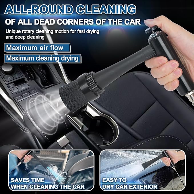 Tornado Car Cleaning Gun, Dry Car Detailing Tools, Aluminum Alloy Bearing Nozzlefor, Car Quickly Blasts Dirt and Dust Works with Air Compressor (Gray)