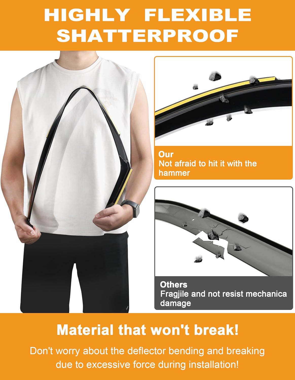 in-Channel Window Rain Guards Fit for 2007-2021 Toyota Tundra CrewMax Truck Extra Durable Window Deflectors Vent Visors Shades Car Accessories Visors Rain Guards -4 pcs