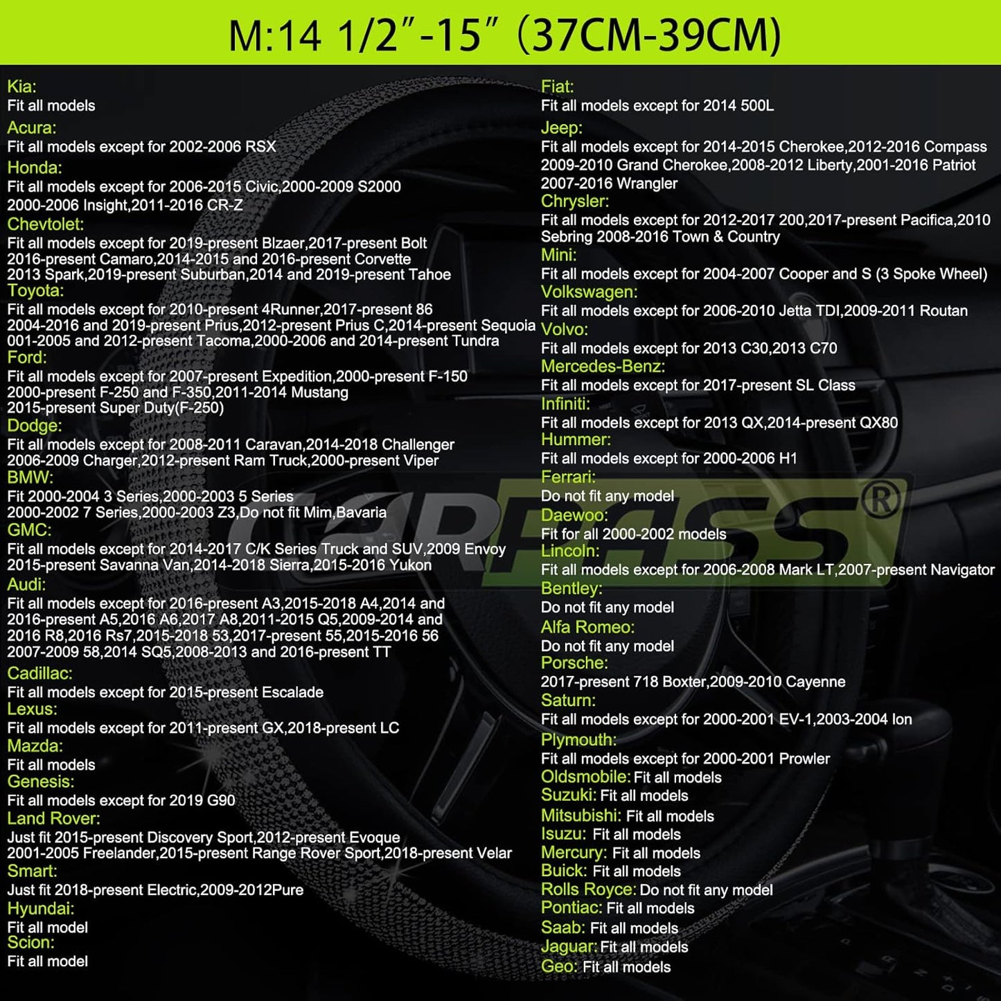 CAR PASS Rhombus Leather Universal Steering Wheel Cover, Fit for Suvs,Trucks,Cars,Sedans,Vans (Black&Burgundy)