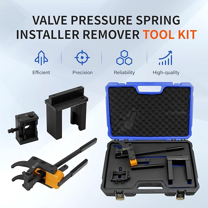 Valve Pressure Spring Installer Remover Tool Kit, Valve Spring Removal Pliers Compatible with BMW B38 B48 B58 Engines, Valve Slider Fixing Tool Set with Carrying Case & Gloves
