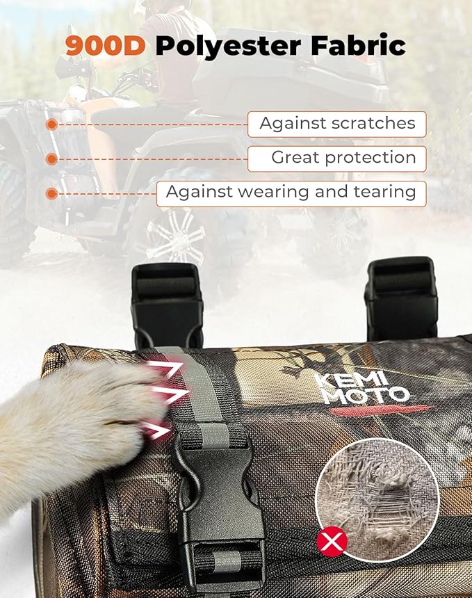 KEMIMOTO ATV Fender Bag, 130% Larger Water-resistant Rear Storage Bags With Drink Holder, Detachable ATV Gear Bag Compatible with Polaris Sportsman Scrambler FourTrax Can Am Grizzly Cfmoto, 2 Packs