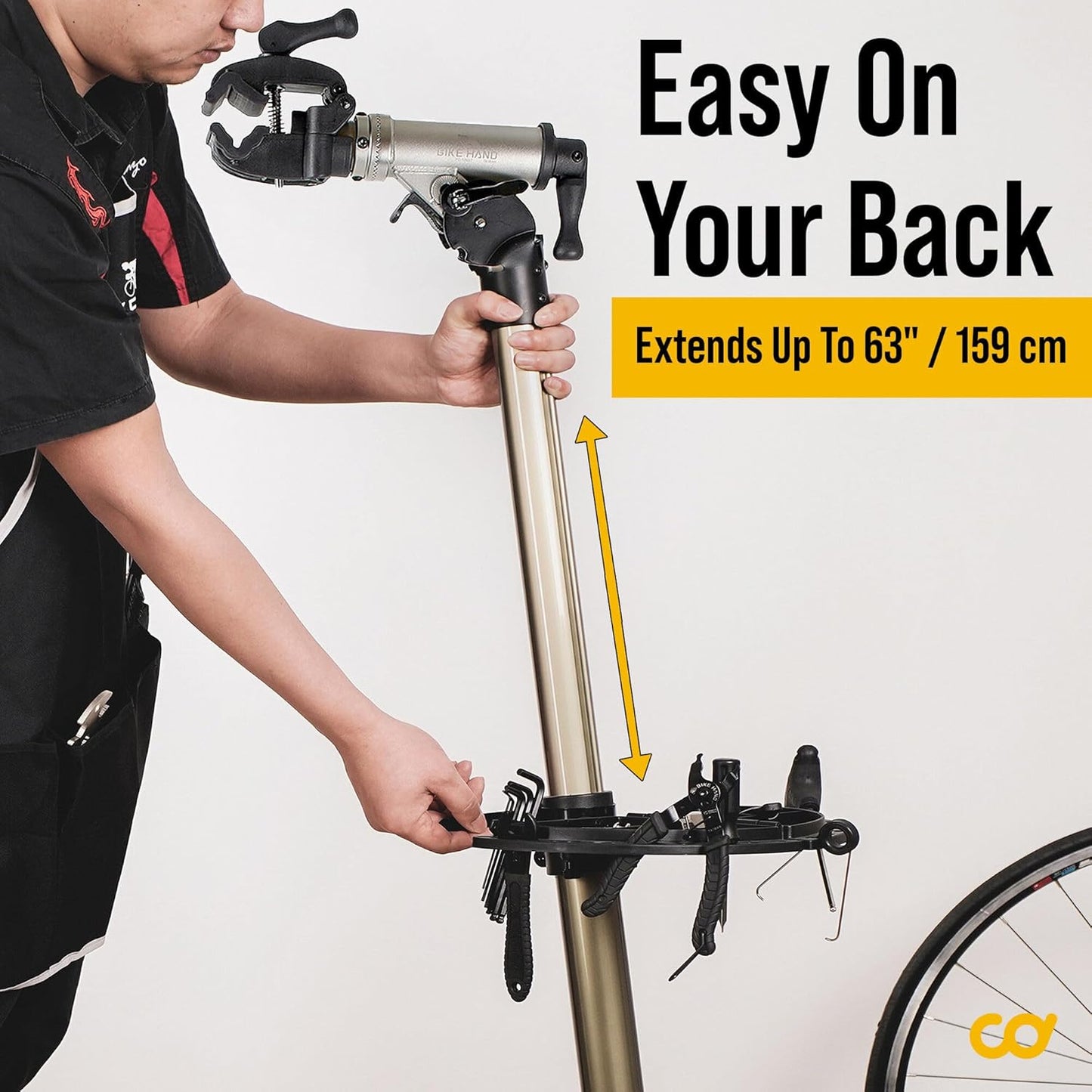 BikeHand Bike Repair Stand | Lightweight & 360 Adjustable Home Bicycle Mechanics Workstand w/Magnetic Tool Plate | Quick Release Portable Bike Maintenance Stand for Mountain & Road Bike
