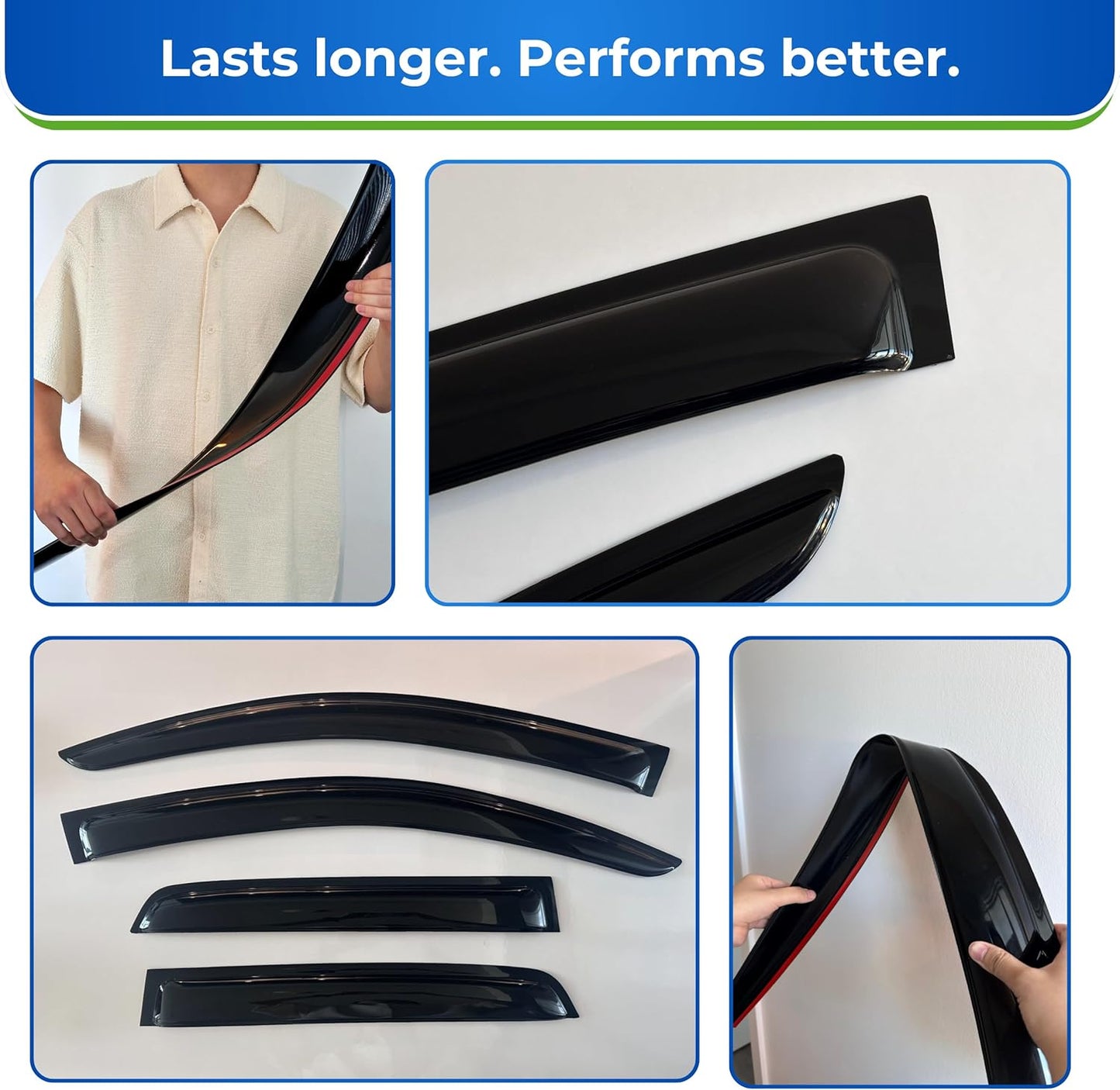 KPY Window Visor Compatible with Hyundai Venue 2020-2024, 4PC Rain Guard Side Window Vent Deflectors Tape-On Style, 2020 2021 2022 2023 2024