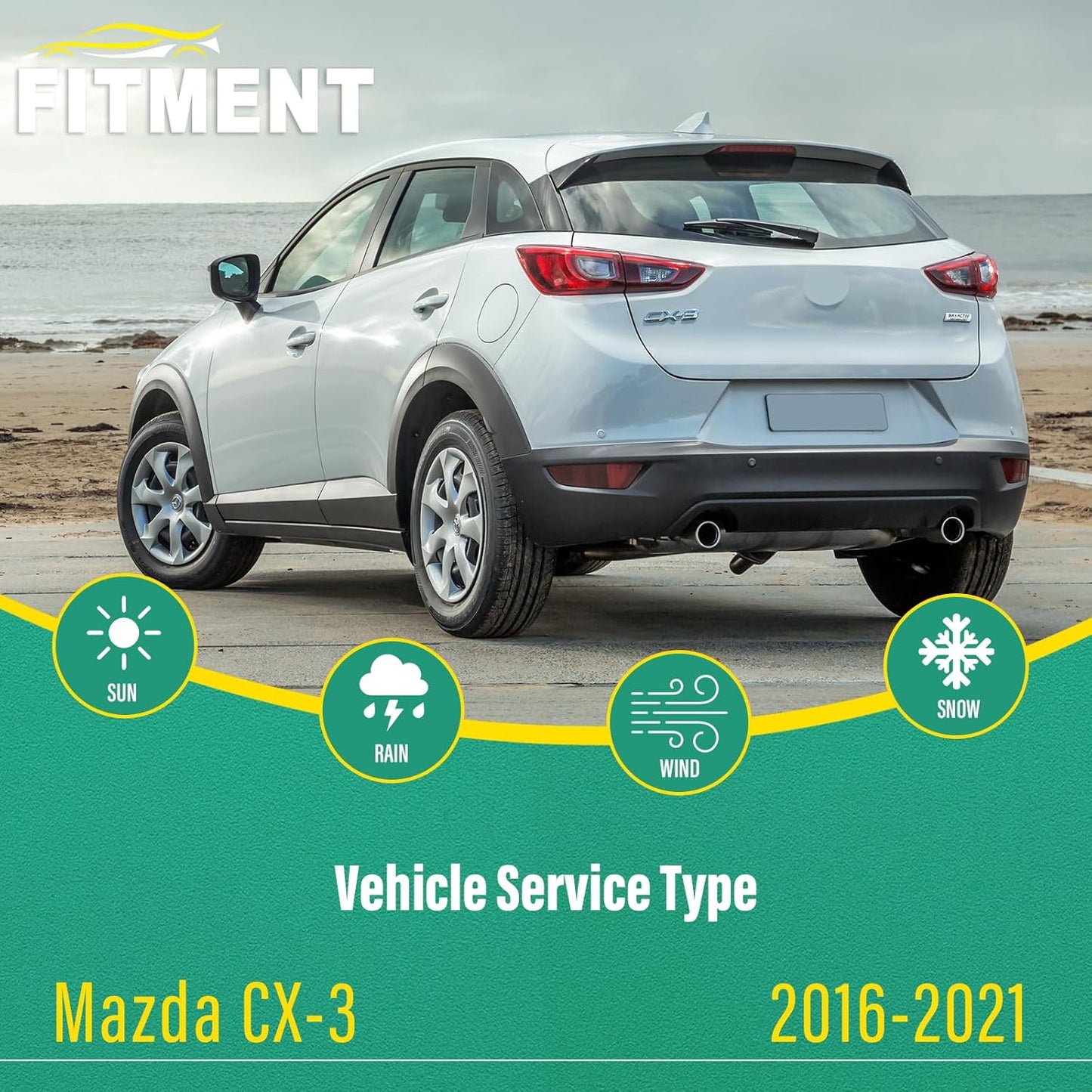 22" 19" 10" Windshield Wiper Blades Replacement for Mazda CX3 CX-3 2016 2017 2018 2019 2020 2021 Premium All Weather Front Rear Wipers Set - OEM Quality (Pack of 3)