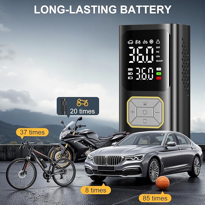 Tire Inflator Portable Air Compressor, 150PSI Air Pump for Car Tires, Cordless Air Compressor Pump with Digital Pressure Gauge, Auto Shut-Off Tire Pump