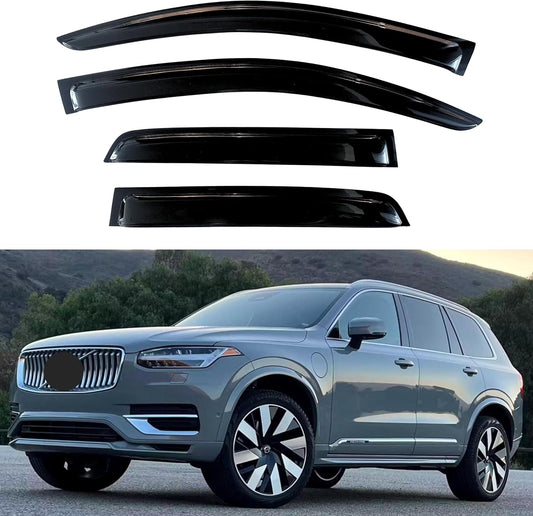 KPY Window Visor Compatible with Volvo XC90 2016-2024, 4PC Rain Guard Side Window Vent Deflectors Tape-On Style, 2016 2017 2018 2019 2020 2021 2022 2023 2024