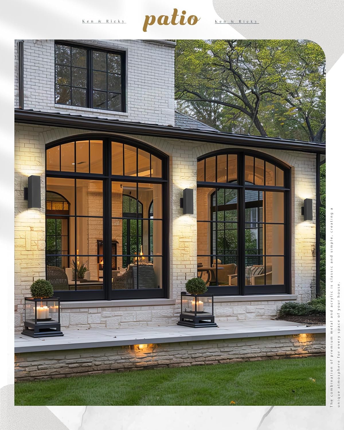 Ken & Ricky Dusk to Dawn Outdoor Lighting, Modern Exterior Wall Lights, Aluminum Waterproof, Black Up and Down Outdoor Porch Light with Glass Cover, KR3324-W-1PK-B