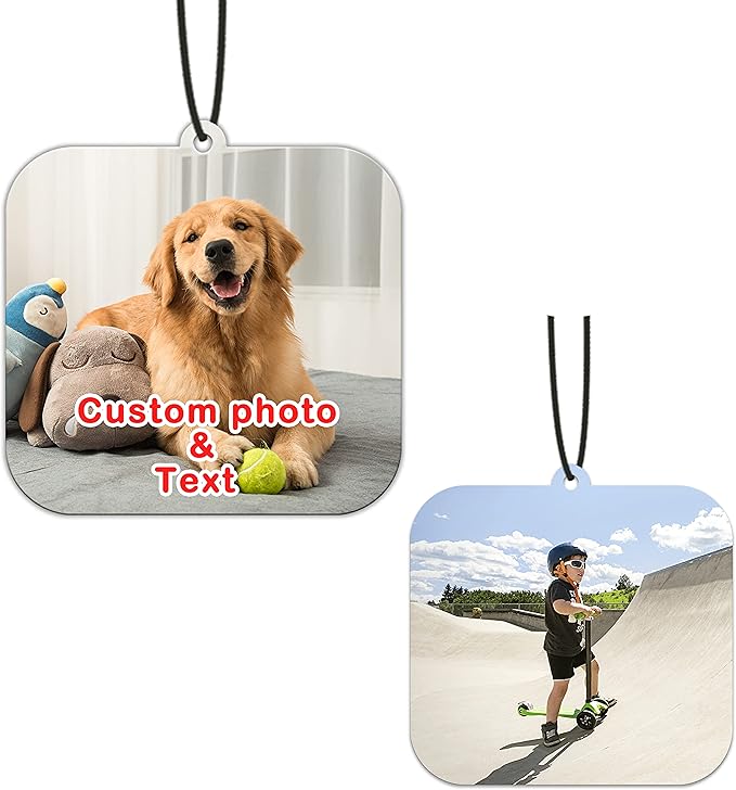 Custom Air Freshener for Car - Double Sided photo Personalized Air Freshener for Car with Multiple Fragrances Decorations for Wardrobe, Bathroom,Hanging Ornaments (Unique Scented Gift) (Square)