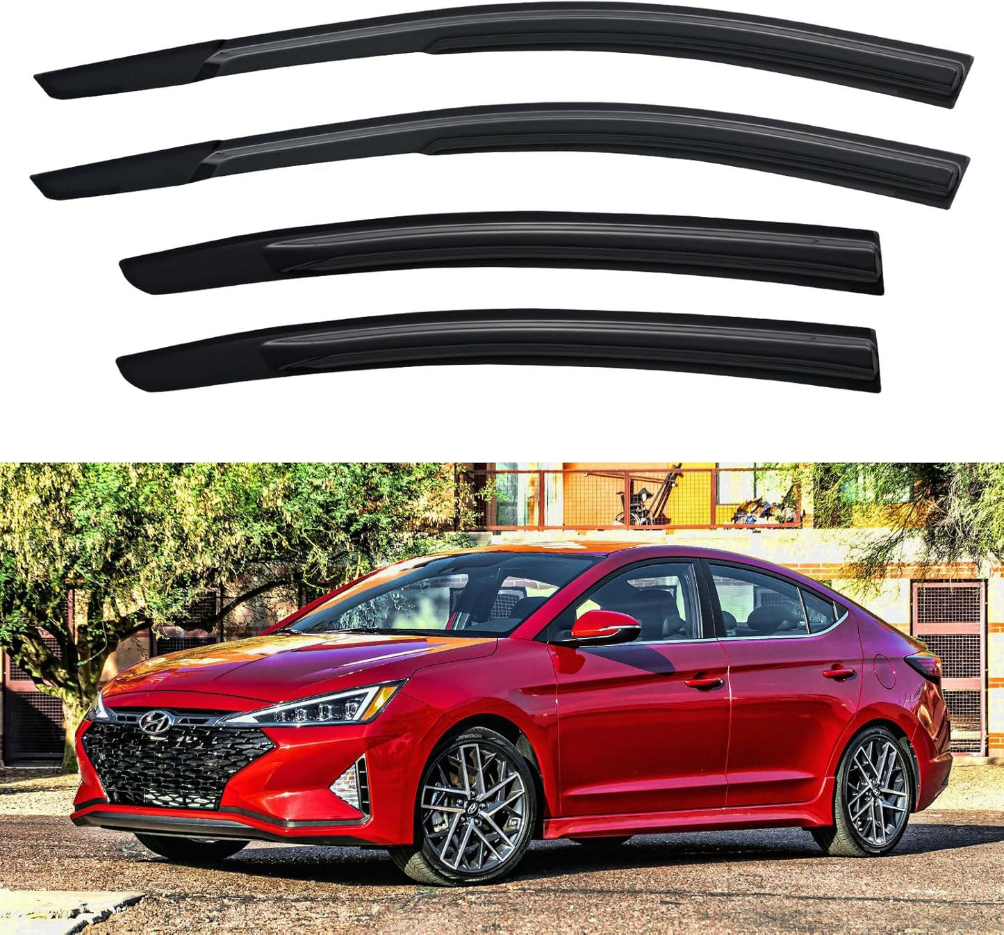 Window Visors Rain Guards Shield for 2017-2020 Hyundai Elantra, Out-Channel Window Vent Wind Deflectors Visors Shades for 17-20 Elantra SE SEL Value ECO Limited Sport