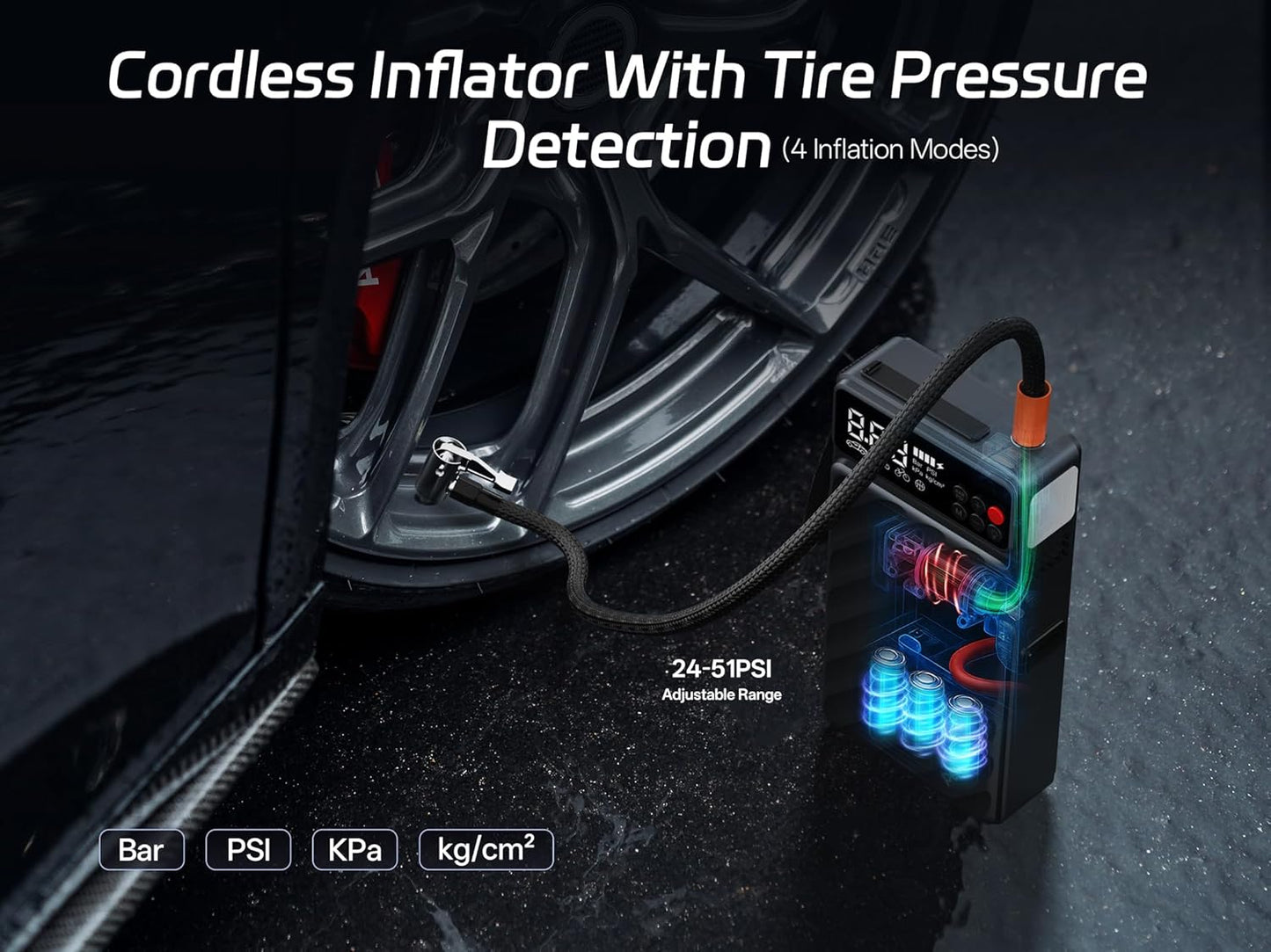 Pelsee 3500A Jump Starter with Air Compressor, 20000mAh&160PSI Portable Car Battery Jump Starter, 12V Battery Pack (10L Gas 8L Diesel Engine) with 18W Fast Charge, LED Light, Jumper Cables