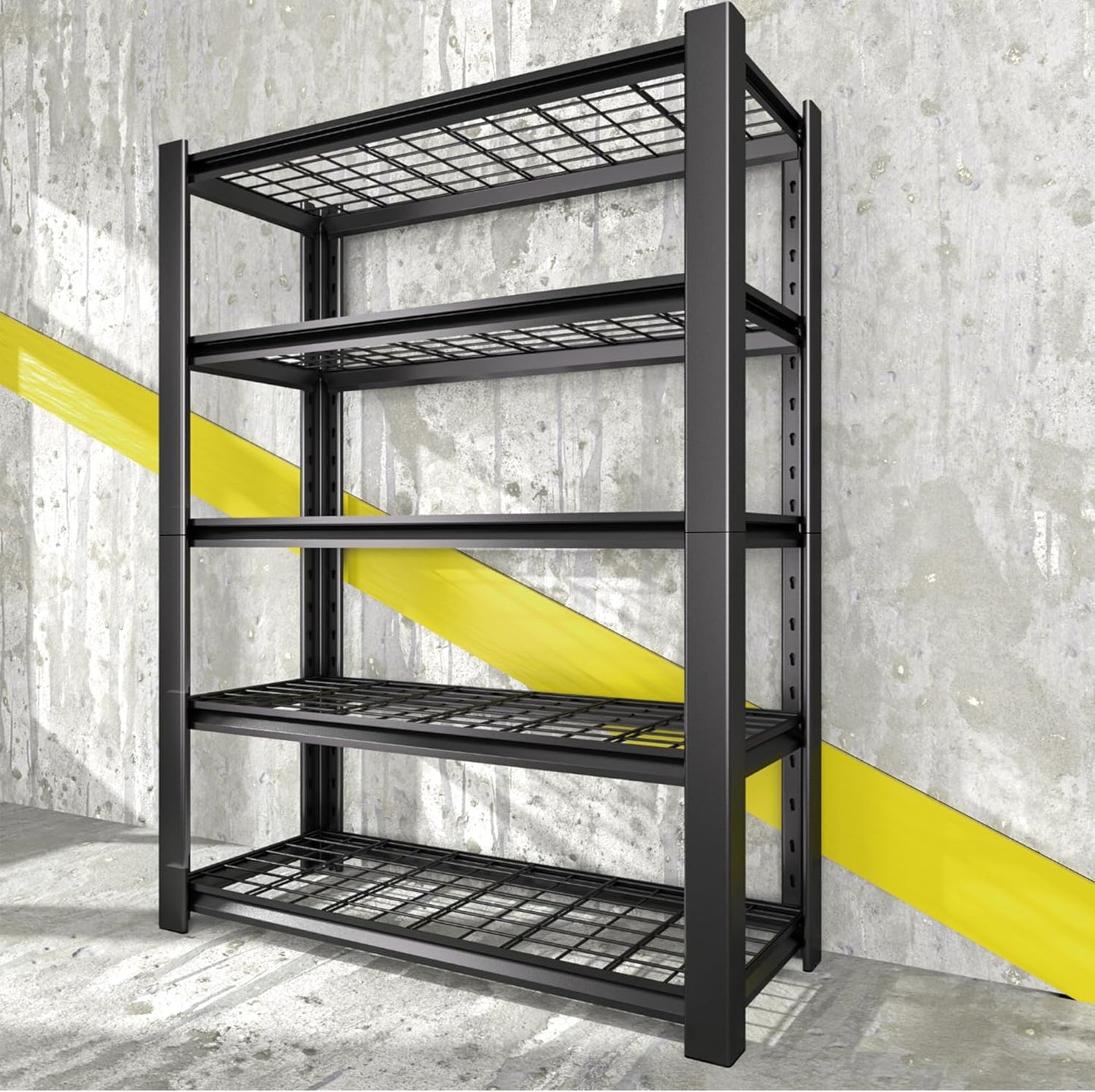 5-Tier Heavy Duty Garage Shelving Unit with Wire Shelves,3000 LBS Capacity Metal Storage Rack 72"H x 48"W x 20"D,Adjustable Boltless Steel Shelves for Garage,Basement,Pantry,Warehouse.1 Pack