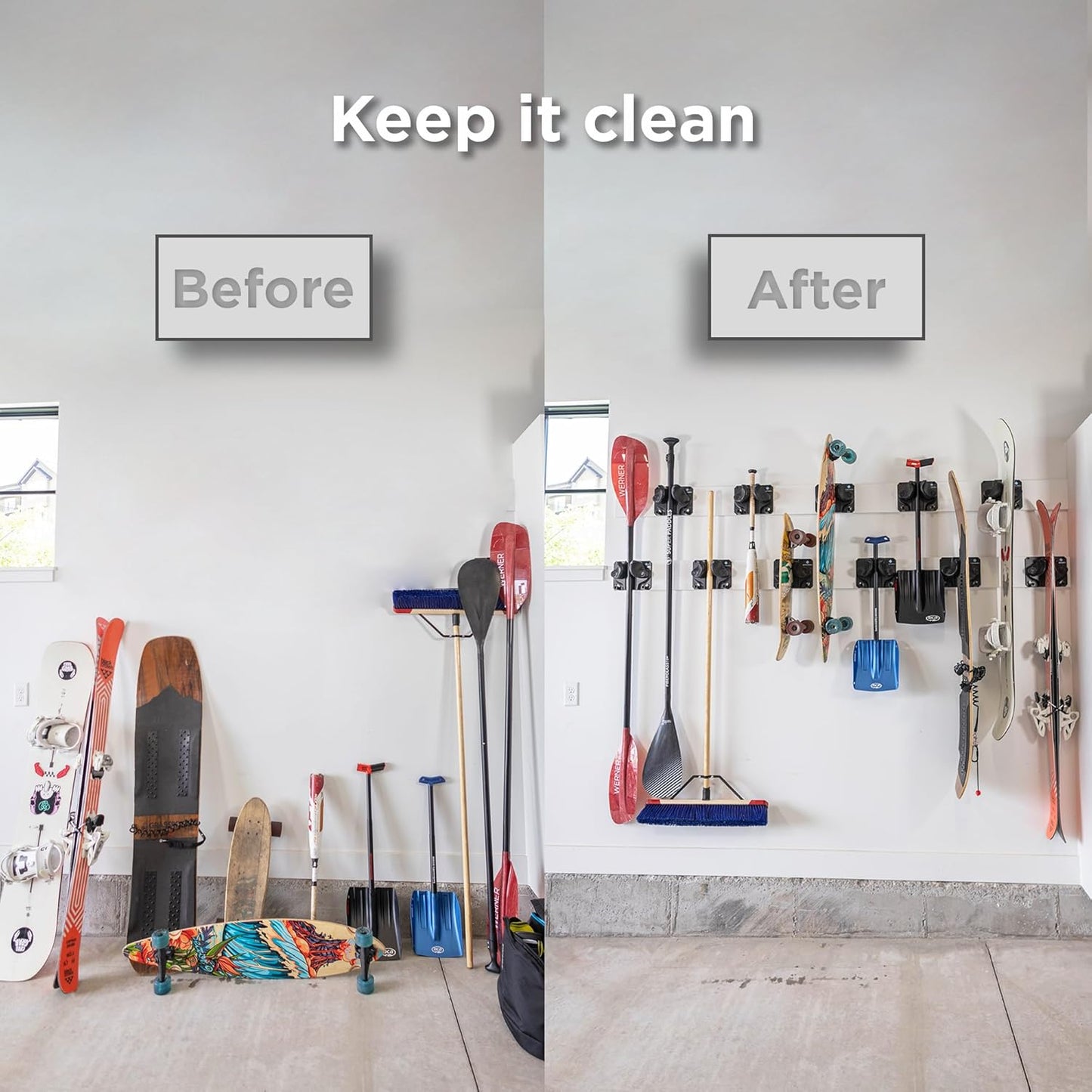 Ultimate Ski & Snowboard Wall Rack | Secure, Non-Slip Storage | Fits Any Ski/Board | Garage Organization | Ski Storage Rack | Snowboard Storage Rack | Winter Gear Organizer | 6 Pck