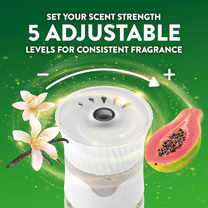 Air Wick Plug In Scented Oil Starter Kit, 2 Warmers + 6 Refills, Vanilla & Pink Papaya, Essential Oils, Air Freshener