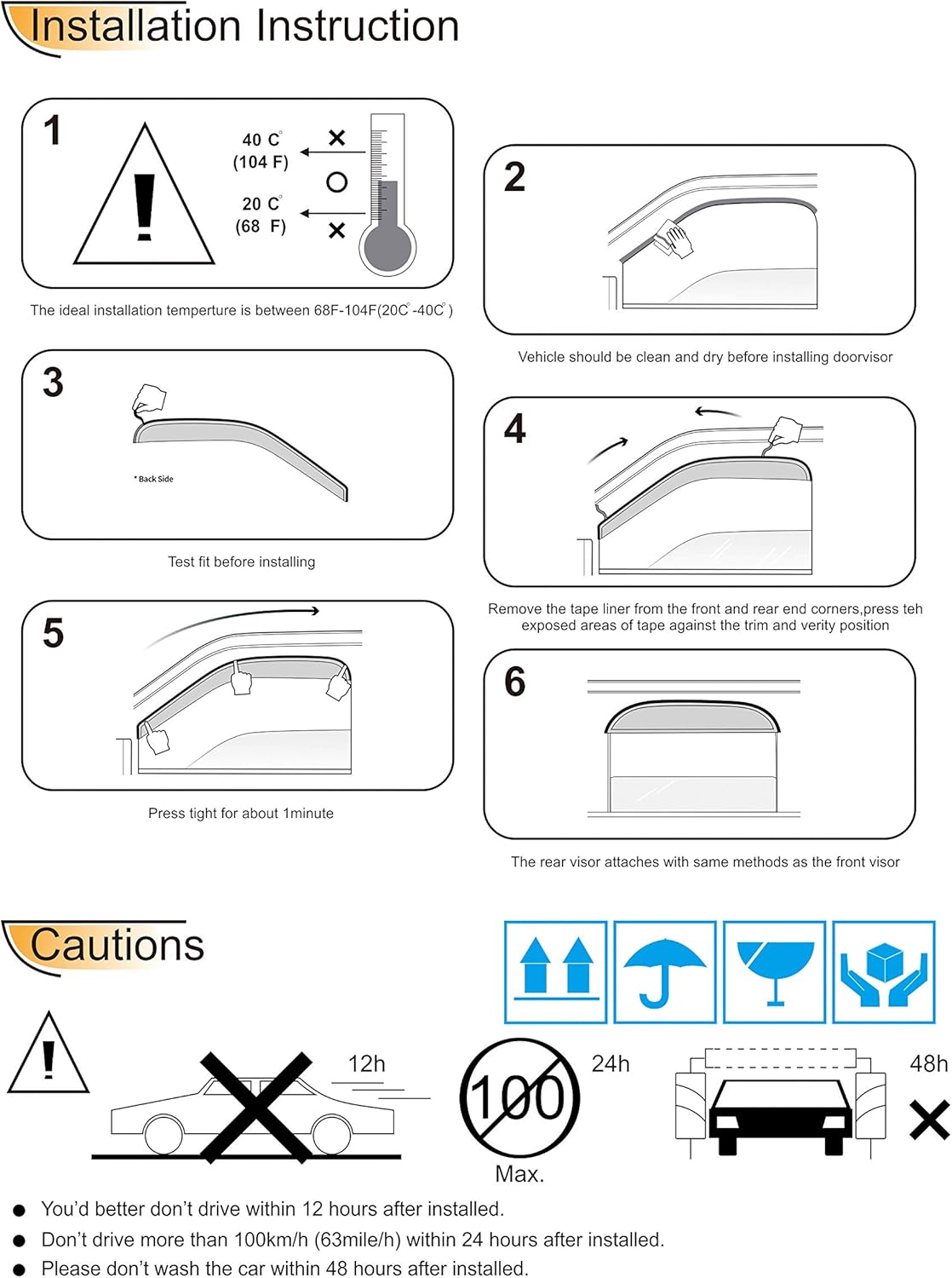 94113 Side Window Wind Vent Deflector,4pcs Out-Channel Tape-On Nice Shade Rain Guards Set,Dark Smoke Window Visors fit for 1997-2001 Honda CR-V