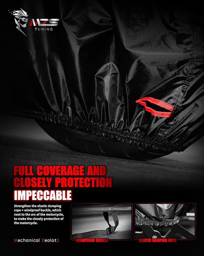 MZS Motorcycle Cover Waterproof Outdoor Storage, 420D All Season Weather Touring Protection Side & Top Box Cover fit up to 110" Compatible With Road Glide Ultra CVO Pursuit Limited Wing Voyager