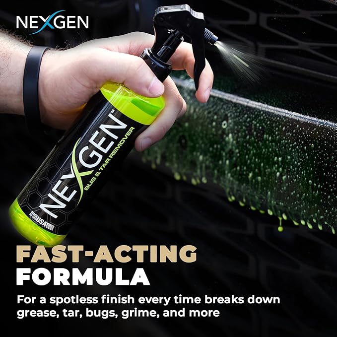Nexgen Bug and Tar Remover (16oz), Ultimate Car Cleaner for a Pristine Finish - Gentle Yet Effective Bug & Tar Remover for Cars Exterior - Car Cleaning Supplies – No-Scrub Application for Easy Use