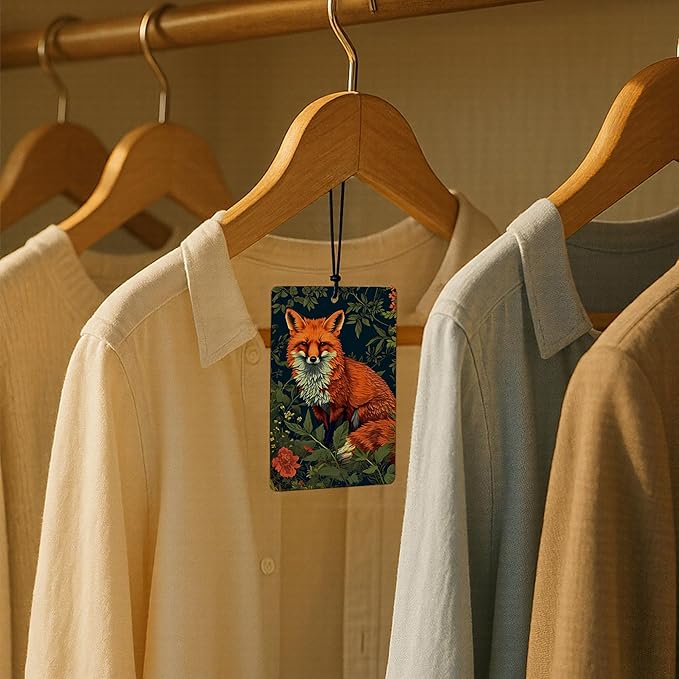Boho Nature-Inspired Fox Illustration Card Car Air Freshener 4 Pcs,Rustic Farmhouse Woodland Animal Card Air Freshener Hanging for Cars Books Closet Drawer, Witchy Car Accessories for Women Men