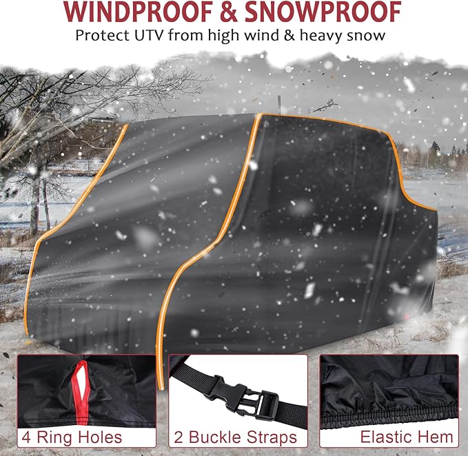 StarknightMT UTV Cover 4 Seater, Waterproof Cover Compatible with Polaris Ranger Crew 1000 900 570 800 General RZR Talon Teryx 4-Door with Reflective Strips Heavy-Duty 420D UTV Full Weather Cover