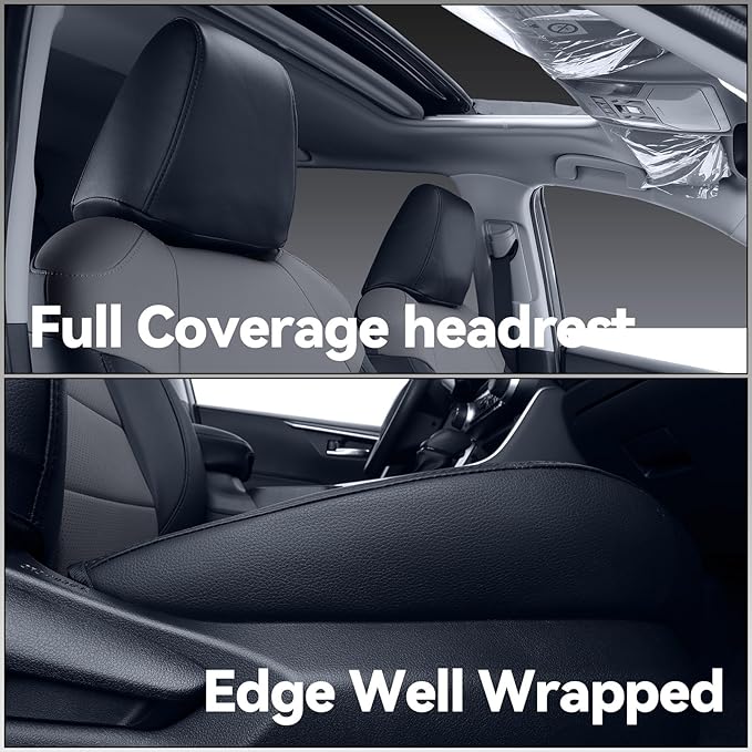 coverdream Corolla Cross Leather Seat Covers Custom Fit for 2022-2026 Toyota Corolla Cross L,LE,XLE,S,SE(Non-Hybrid),Fully Covered,Luxury Waterproof Car Seat Protector(Full Set,Black/Gray)