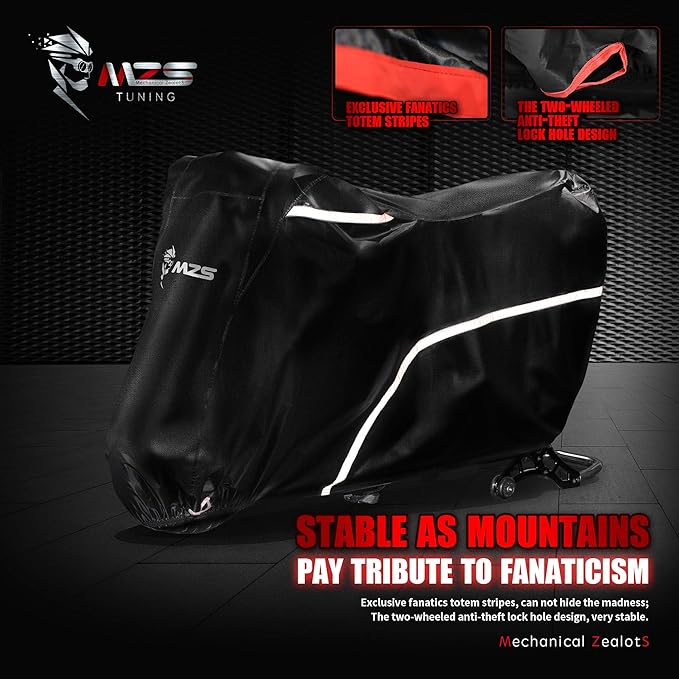 MZS Motorcycle Cover Waterproof Outdoor Compatible With XR1200X XG750A SCL500 CB750 KLR650 R1200GS Scrambler Vstrom Diavel Transalp DR650S Tenere XR650L, All Weather Outdoor Protection Covers Storage
