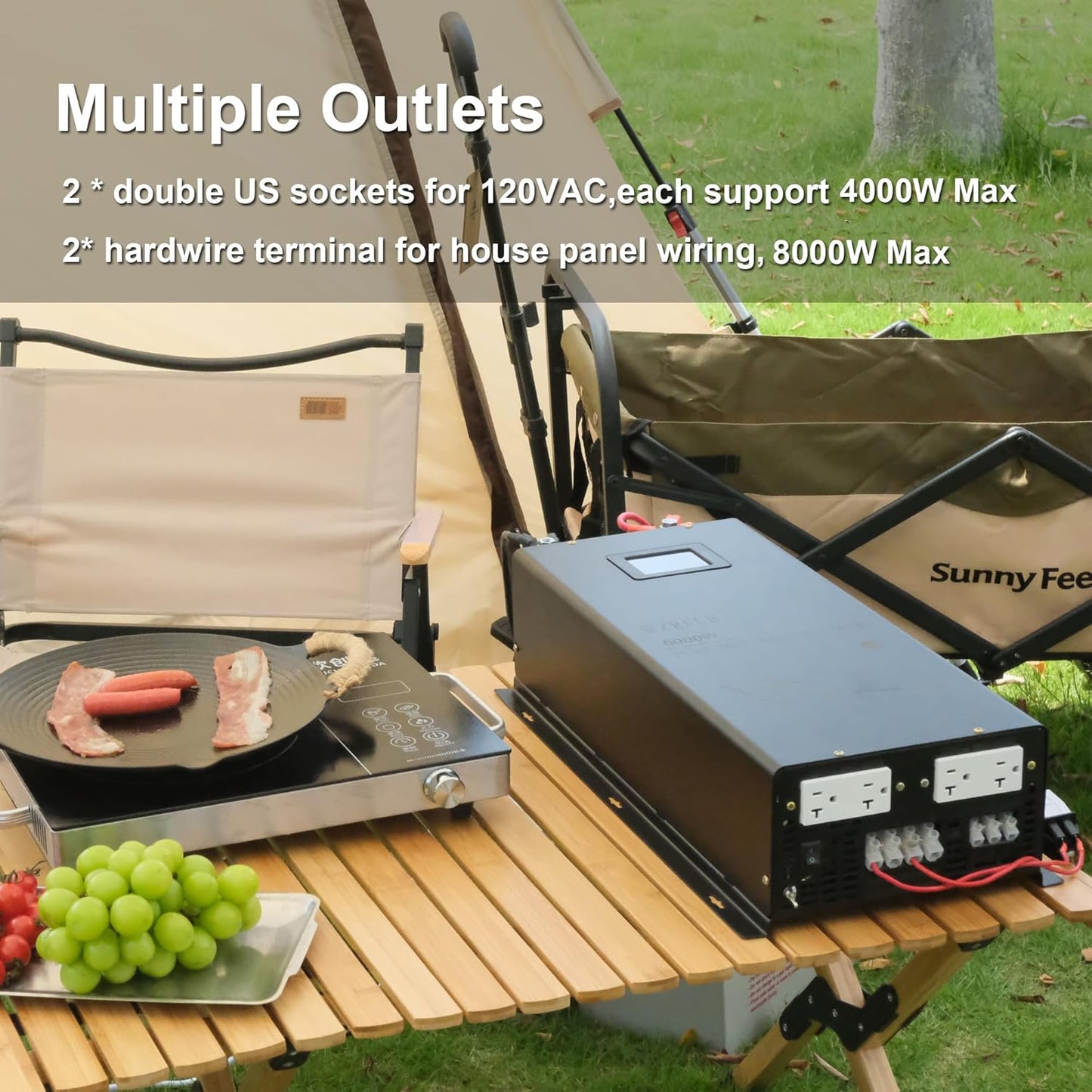 WZRELB 8000W 24V Pure Sine Wave Inverter,24 Volt DC to AC 120V 240V Split Phase Power Inverter,2*AC Hardwire Terminal,16KW Surge,High Efficiency up to 91.6% with LCD Display