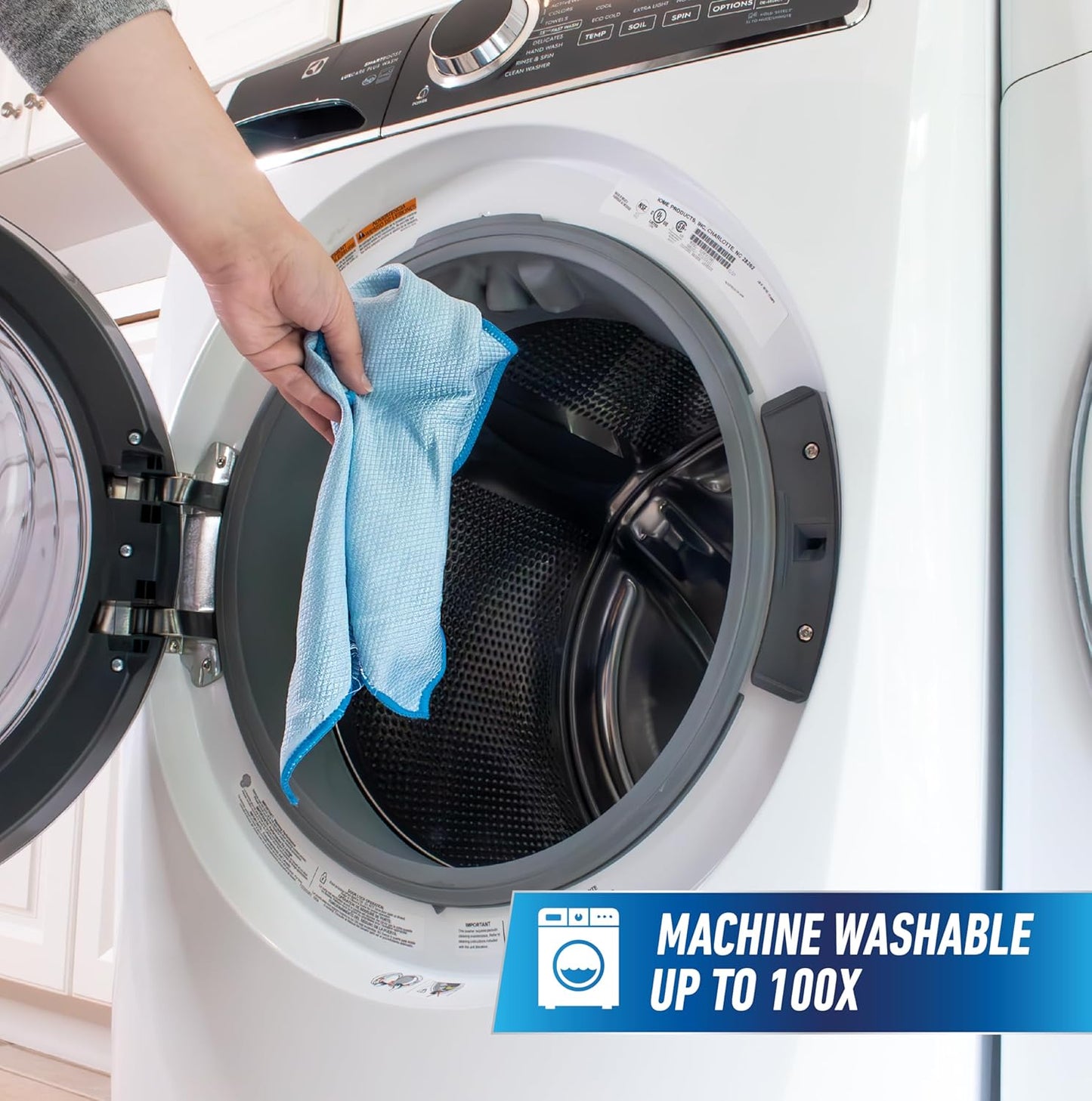 Unger Professional 18” x 18” Large Professional-Grade Microfiber Cloth Towels, 3 Pack, Multi-Purpose Wet and Dry Cleaning Cloths for Kitchen, Bath, Auto, Appliances, Car Supplies