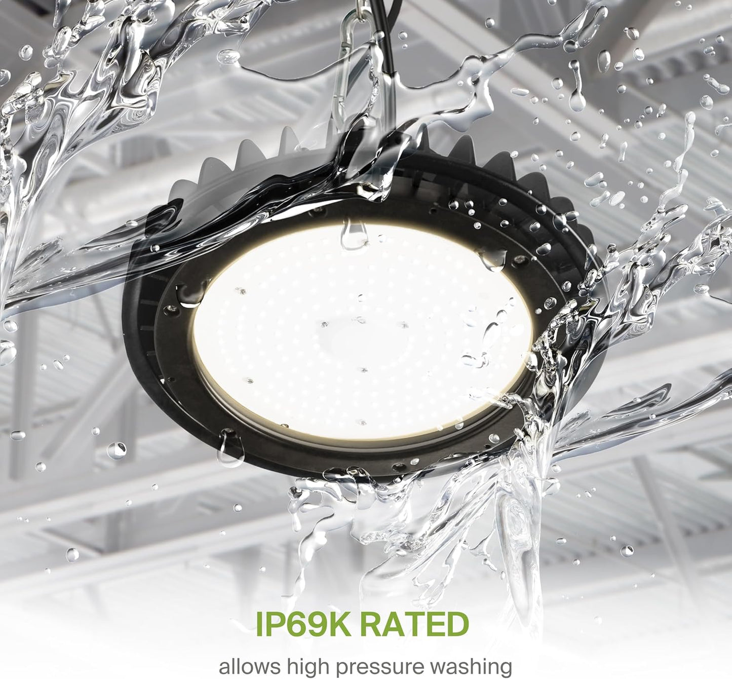 ASD LED High Bay UFO Light Fixture, Commercial Shop Lighting | Dimmable, IP69K Waterproof, DLC Premium, UL Listed | 200W 29000LM 3500K 100-277V | Warehouse, Garage, Workshop, Barn Lamp | Black, 6 Pack