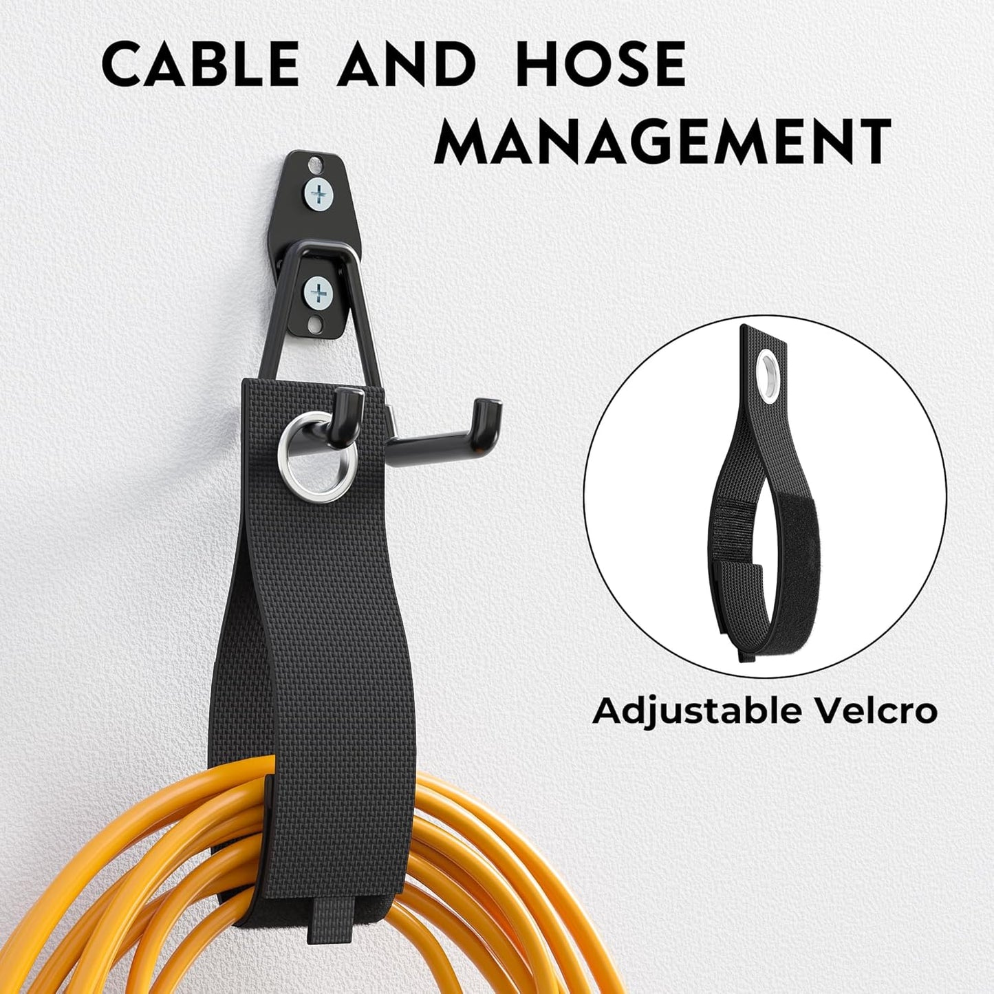 BONTEC Heavy Duty Garage Hooks, Anti-Slip Coated Black Steel with Strong Load Capacity, Multi-Sized U and J Hooks, Easy Wall Mount for Garage, Garden, Workshop (Black, 16 Pack)